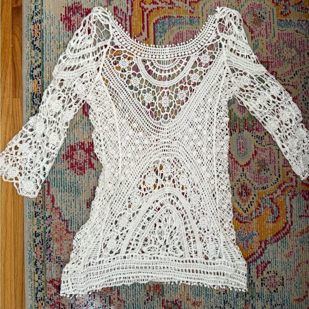 White Crochet Lace Beach Dress